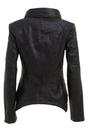 Black Detachable Collar Leather Biker Jacket, Image 3 of 4