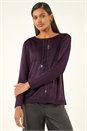 Plum Sparkly Detail Knit Top, Image 1 of 5