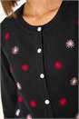 Black Embroidered Daisy Knit Cardigan, Image 5 of 5