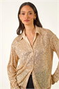 Gold Dusk Sequin Button Up Blouse, Image 4 of 5
