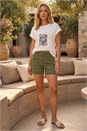 Ivory  Embroidered Crochet Panel T-Shirt , Image 4 of 4
