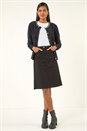 Black Fluffy Faux Pearl Knit Cardigan, Image 2 of 5