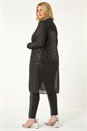 Black Curve Sequin V-Neck Chiffon Blouse, Image 3 of 5
