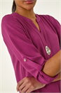 MAGENTA Button Up Detail Longline Blouse, Image 5 of 5