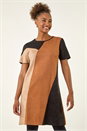 Amber Panelled Faux Suede Shift Stretch Dress, Image 2 of 5