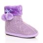 Lilac AJVANI Lilac Knitted Glitter Ankle Boot Slippers, Image 1 of 5