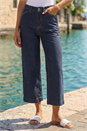Indigo Wide Leg Stretch Cropped Denim Culottes, Image 2 of 4