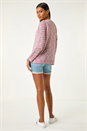 Purple Textured V-Neck Knit Shrug , Image 3 of 5