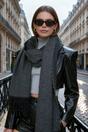 Dark Grey Raw Edge Woven Tassel Oversized Winter Scarf, Image 1 of 3
