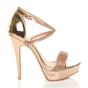 Rose Gold High Heel Crossed Straps Platform Sandals, Image 2 of 6