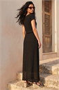 Black Textured Floral Lace Maxi Dress, Image 3 of 4