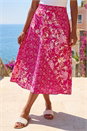 Pink Vivid Multi Floral Print A-Line Skirt, Image 2 of 4