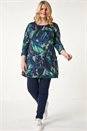 Navy  Curve Abstract Print Pocket Tunic Top, Image 2 of 5