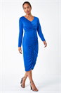 Blue Petite Ruched Front Stretch Dress, Image 1 of 5