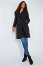 Black Relaxed Double Breasted Boucle Coat, Image 1 of 5
