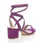 Purple AJVANI Purple Mid Block Heel Tie Up Sandals, Image 4 of 6
