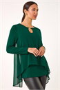 Forest  Ring Front Chiffon Overlay Tunic Top, Image 4 of 5