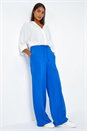 Royal Blue Wide Leg Elastic Waist Tie Waist Trouser, Image 1 of 5