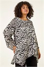 Grey Curve Abstract Print Tunic Top, Image 1 of 5