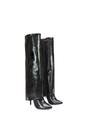 Black 'Shauna' Foldover Knee High Boots With Stiletto Heel, Image 4 of 6