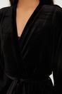 Black WOVCOR Black Soft Feeling Velvet Knit Dressing Gown, Image 2 of 3