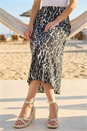 Black Animal Print Stretch Maxi Skirt , Image 2 of 4