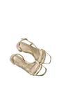 Gold XY LONDON Gold Strappy Slingback Mid Block Heel Sandals With Square Toe, Image 6 of 6