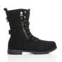 Black Lace Up Zips Military Biker Ankle Boots, Image 2 of 6