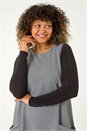 Black Curve Checkered Stretch Pocket Dress, Image 4 of 5