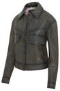 Olive Retro Biker Leather Jacket - Kopervik, Image 2 of 6