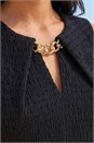 Black Petite Chain Trim Dress, Image 4 of 4