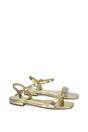 Gold XY LONDON Gold 'Hallie' Open Toe Flat Strappy Sandals With Ankle Strap, Image 4 of 6