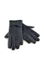Black Fleece Lined Warm Leather Gloves with Bow, Image 1 of 5