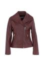 Wine 'Isabella' Real Leather Wide Collar Biker Jacket, Image 2 of 5