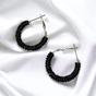Black Large Bead Braided Boho Huggie Earrings, Image 4 of 6