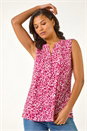 Pink Abstract Animal Print Stretch Vest Top, Image 1 of 5