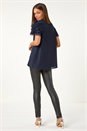 Midnight Blue Cowl Neck Shoulder Sequin Frill Top, Image 3 of 4