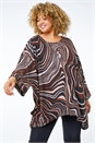 Chocolate Curve Swirl Print Batwing Top, Image 1 of 5