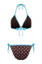 Multi Polka Dot Tie Side Triangle Bikini Set with Contrast Trim, Image 3 of 4