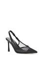 Black XY LONDON Black 'Caroline' Pointed Toe Mesh Slingback Court Shoe Heels, Image 2 of 5
