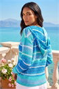 Blue Textured V-Neck Knit Hoodie, Image 3 of 4