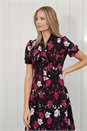 Black Julianna Floral Print Pussy Bow Dress, Image 4 of 4