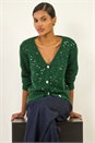 Forest  Buttoned Sparkly Knit Cardigan, Image 2 of 7