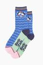 Blue Bamboo Socks - Blue, Puffins and Flowers, Image 2 of 4