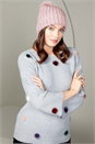 Light Grey Pom Pom Jumper, Image 1 of 5