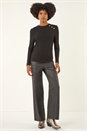 Black Ruched Button Stretch Top, Image 2 of 5