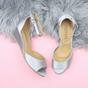 Silver AJVANI Silver Mid Wedge Heel Ankle Strap Sandals, Image 4 of 6