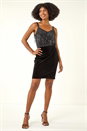 Black Velvet Knee Length Pencil Skirt, Image 2 of 5