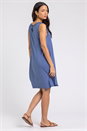 Blue Crochet Yoke A-Line Jersey Dress, Image 2 of 4