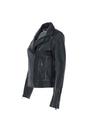 Black Genuine Leather Biker Jacket with Zippered Pockets, Image 3 of 5